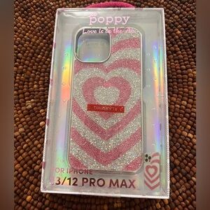 Pink Glitter Heart iPhone 13/12 Pro Max Case